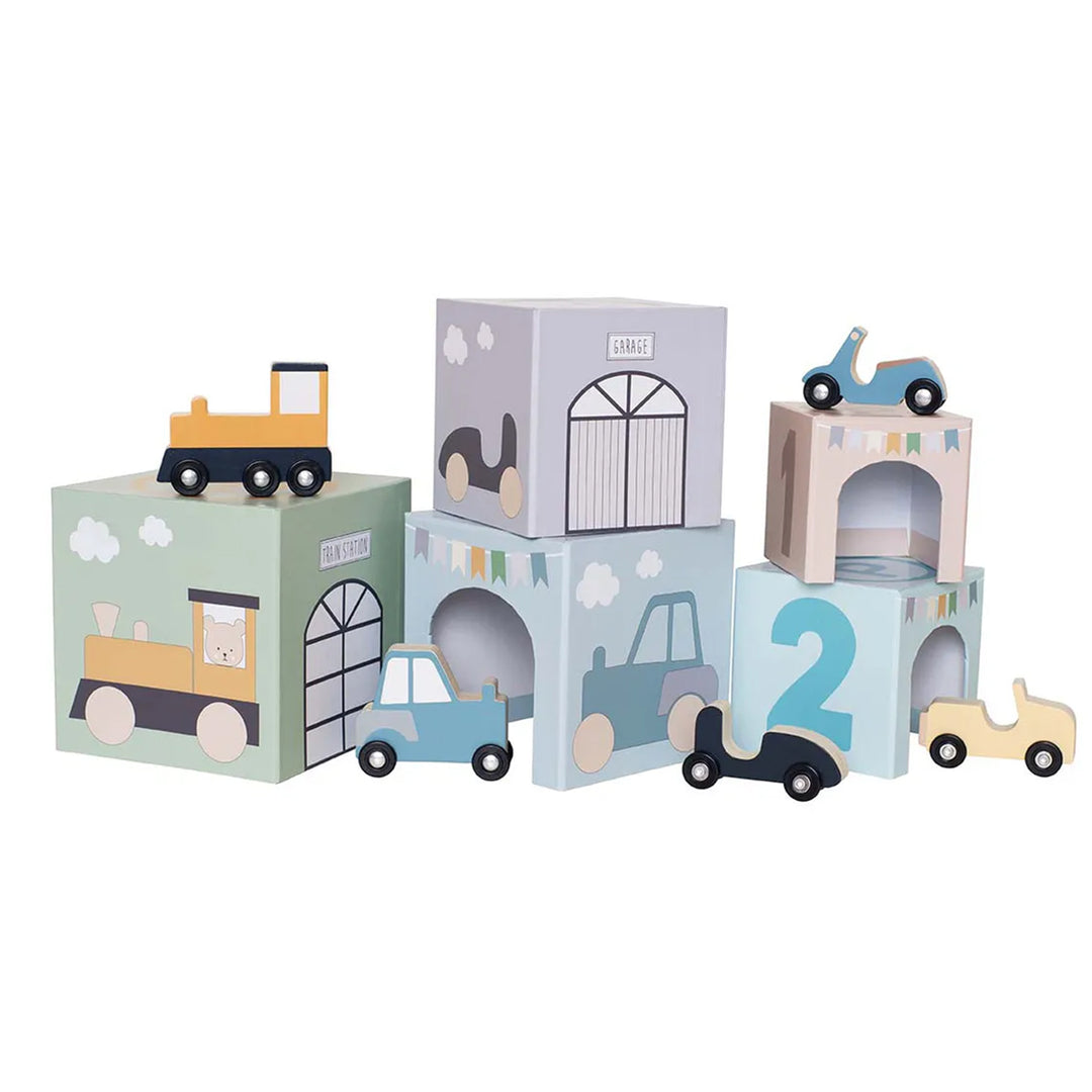 Jabadabado stacking cubes with vehicles